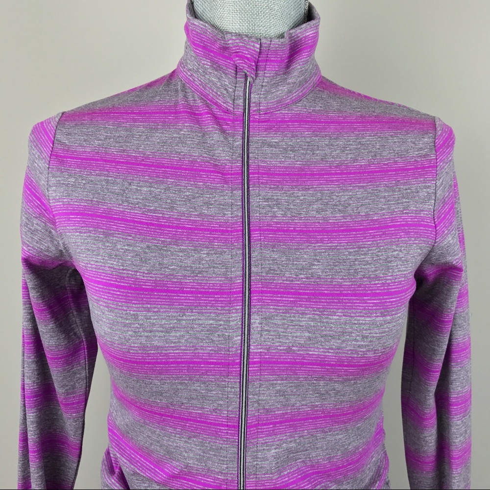 {Calvin Klein} Performance Stripe Ruched Jacket - Picture 4 of 8